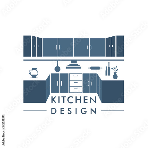 Cabinet Furniture Kitchen Set Interior Graphic Vector Logo Design 