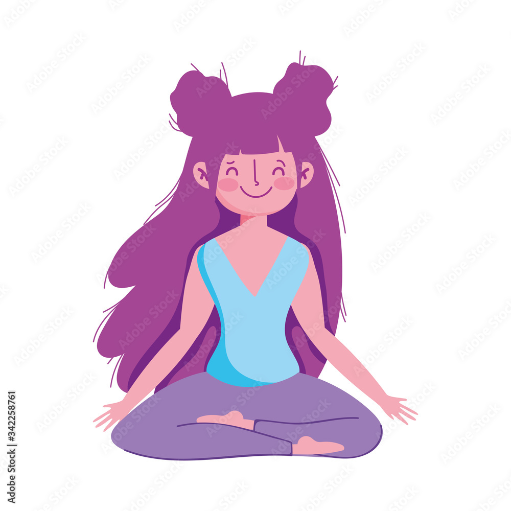 girl in yoga pose practicing isolated icon white background girl in yoga pose practicing isolated icon white background