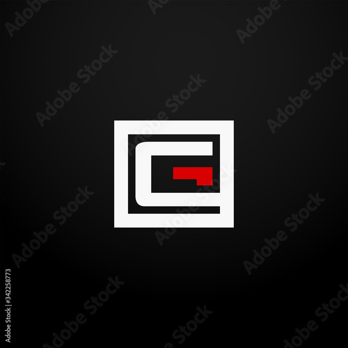 Initial letter G linked square logo white and red color. Corporate identity design template element. Industry, finance, bank logotype. Square group, technology interaction, network integrate concept. © VZ_Art