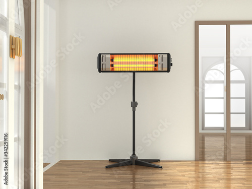 Infrared heater near the house wall. 3D illustration photo