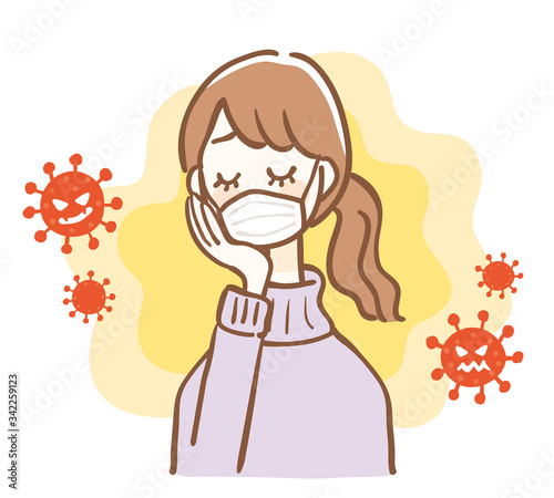 Illustration of a woman worried about coronavirus