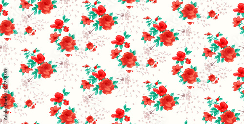a feminine flower pattern in red