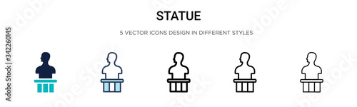 Statue icon in filled, thin line, outline and stroke style. Vector illustration of two colored and black statue vector icons designs can be used for mobile, ui, web