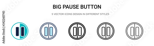 Big pause button icon in filled, thin line, outline and stroke style. Vector illustration of two colored and black big pause button vector icons designs can be used for mobile, ui, web