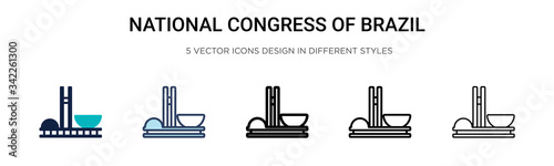 National congress of brazil icon in filled, thin line, outline and stroke style. Vector illustration of two colored and black national congress of brazil vector icons designs can be used for mobile, photo