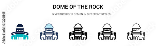 Dome of the rock icon in filled, thin line, outline and stroke style. Vector illustration of two colored and black dome of the rock vector icons designs can be used for mobile, ui, web