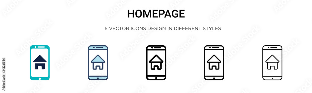 Homepage icon in filled, thin line, outline and stroke style. Vector ...