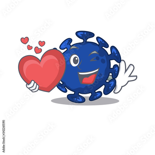 A sweet streptococcus cartoon character style with a heart