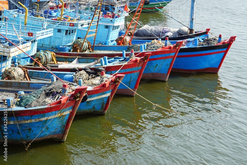 colorful fishing fleet in da nang