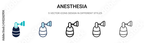 Anesthesia icon in filled, thin line, outline and stroke style. Vector illustration of two colored and black anesthesia vector icons designs can be used for mobile, ui, web