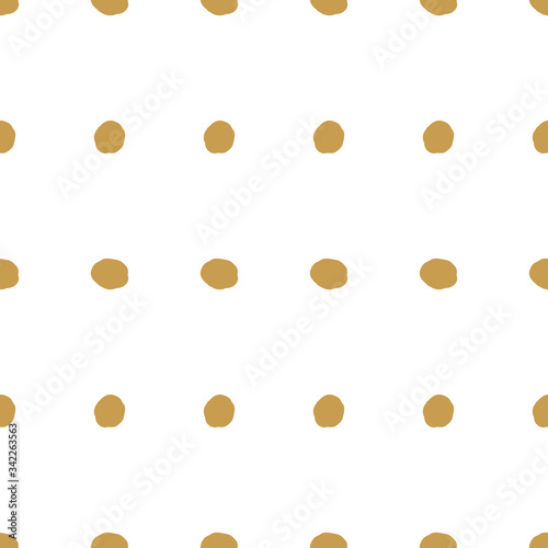 Background seamless dots pattern abstract. Gold isolated on white. Hand-drawn vector illustration.