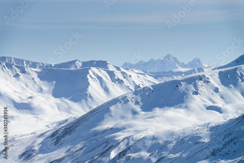 High snow mountain peaks. Kazakhstan © Vasca
