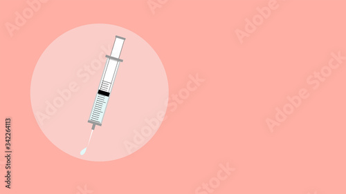 Injection.Medicine infectious. 注射器、ワクチン、背景ベクターイラスト