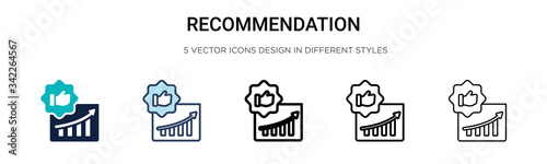 Recommendation icon in filled, thin line, outline and stroke style. Vector illustration of two colored and black recommendation vector icons designs can be used for mobile, ui, web