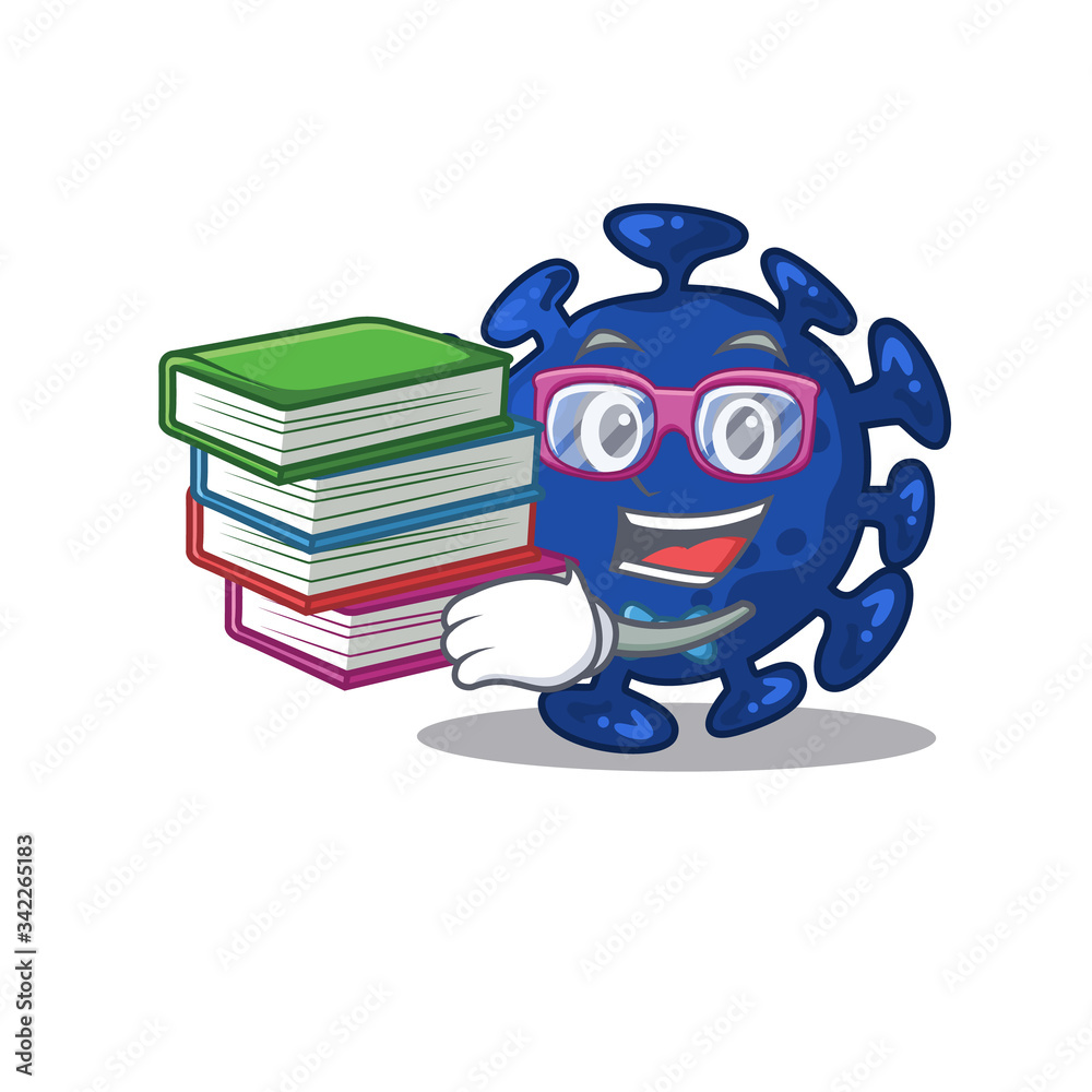 A diligent student in streptococcus mascot design concept with books A diligent student in streptococcus mascot design concept with books