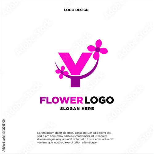 flower initial Letter Y Logo design