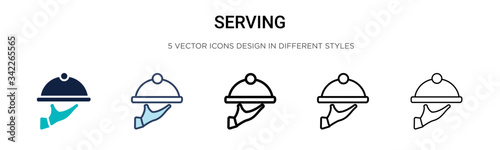 Serving icon in filled, thin line, outline and stroke style. Vector illustration of two colored and black serving vector icons designs can be used for mobile, ui, web