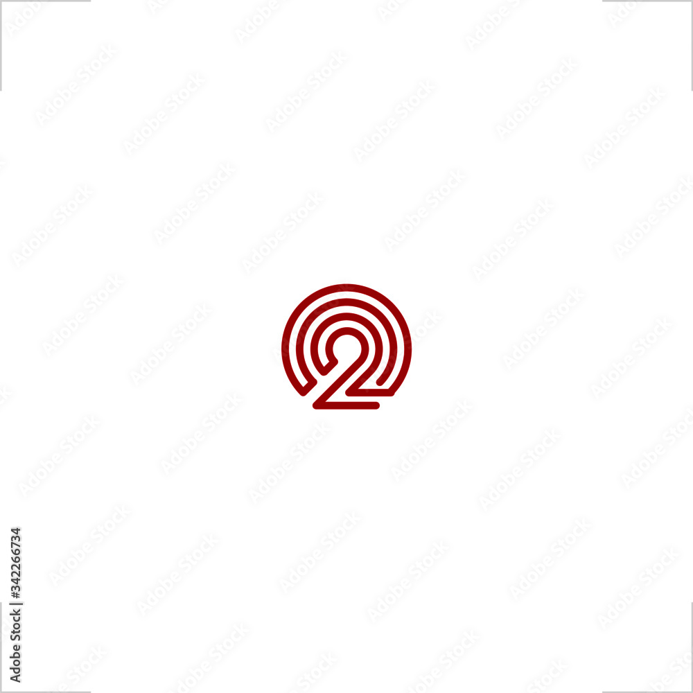 round lines initial two number 2 logo design round lines initial two number 2 logo design