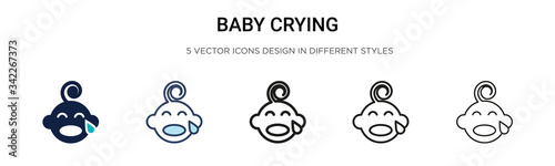 фотографія Baby crying icon in filled, thin line, outline and stroke style