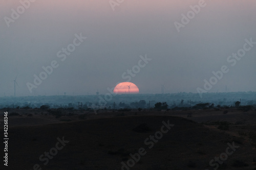 Sunset as seen from above the hill at Wankaner, Gujarat, India