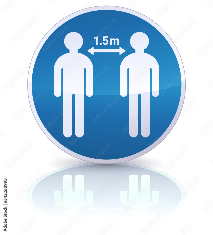 Panneau d'obligation de distanciation sociale de 1,5 mètres (reflet) Panneau d'obligation de distanciation sociale de 1,5 mètres (reflet)