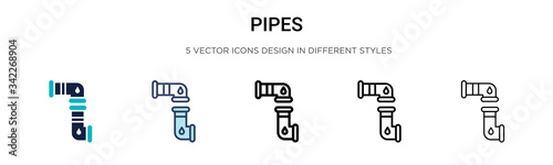 Pipes icon in filled, thin line, outline and stroke style. Vector illustration of two colored and black pipes vector icons designs can be used for mobile, ui, web