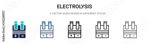 Electrolysis icon in filled, thin line, outline and stroke style. Vector illustration of two colored and black electrolysis vector icons designs can be used for mobile, ui, web photo