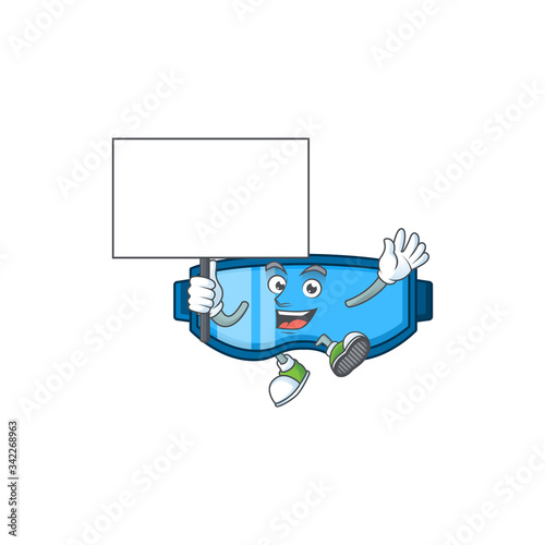 Sweet safety glasses cartoon character rise up a board