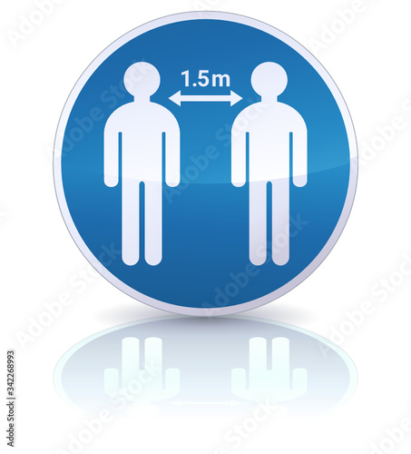 Panneau d'obligation de distanciation sociale de 1,5 mètres (reflet) photo