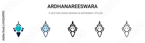 Ardhanareeswara icon in filled, thin line, outline and stroke style. Vector illustration of two colored and black ardhanareeswara vector icons designs can be used for mobile, ui, web