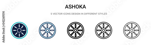 Ashoka icon in filled, thin line, outline and stroke style. Vector illustration of two colored and black ashoka vector icons designs can be used for mobile, ui, web