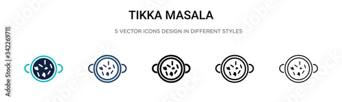 Tikka masala icon in filled, thin line, outline and stroke style. Vector illustration of two colored and black tikka masala vector icons designs can be used for mobile, ui, web