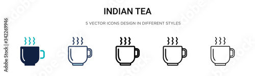 Indian tea icon in filled, thin line, outline and stroke style. Vector illustration of two colored and black indian tea vector icons designs can be used for mobile, ui, web