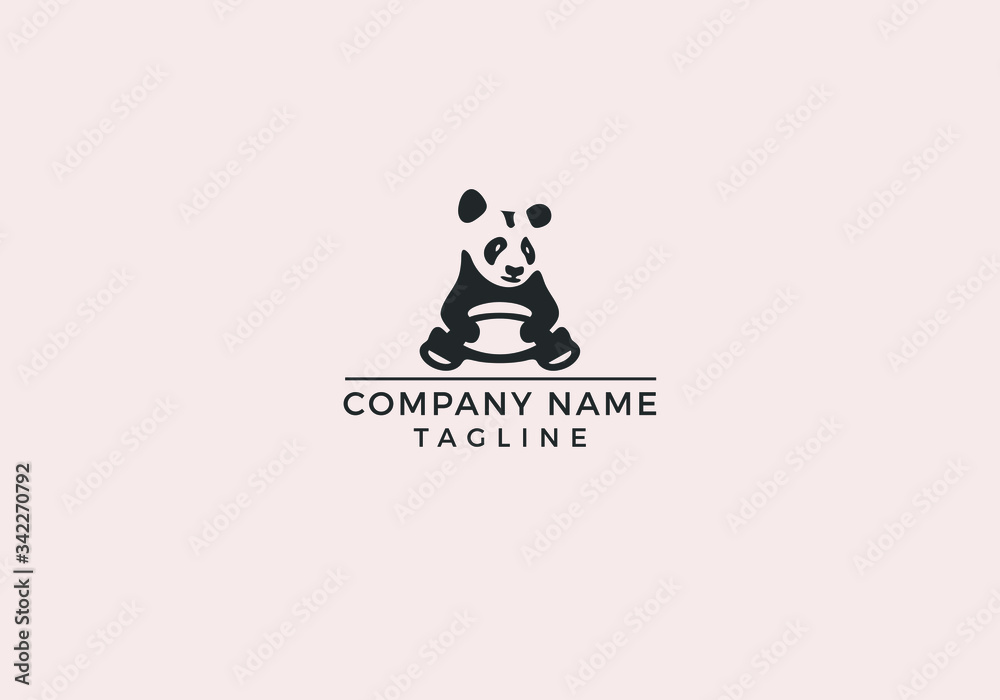 Panda bear silhouette Logo Creative Minimal design Icon vector template.