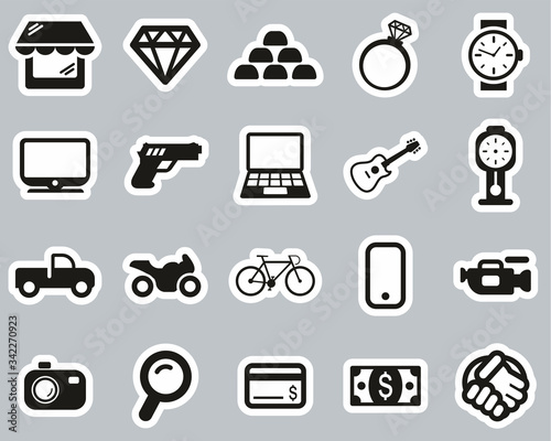 Pawn Shop Or Thrift Store Icons Black & White Sticker Set Big
