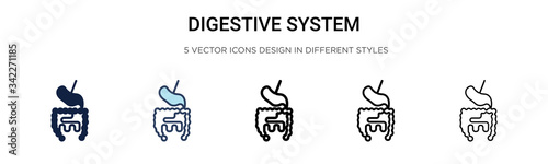 Digestive system icon in filled, thin line, outline and stroke style. Vector illustration of two colored and black digestive system vector icons designs can be used for mobile, ui, web