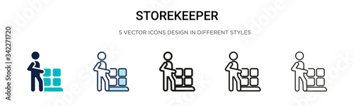 Storekeeper icon in filled, thin line, outline and stroke style. Vector illustration of two colored and black storekeeper vector icons designs can be used for mobile, ui, web photo