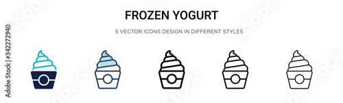 Frozen yogurt icon in filled, thin line, outline and stroke style. Vector illustration of two colored and black frozen yogurt vector icons designs can be used for mobile, ui, web