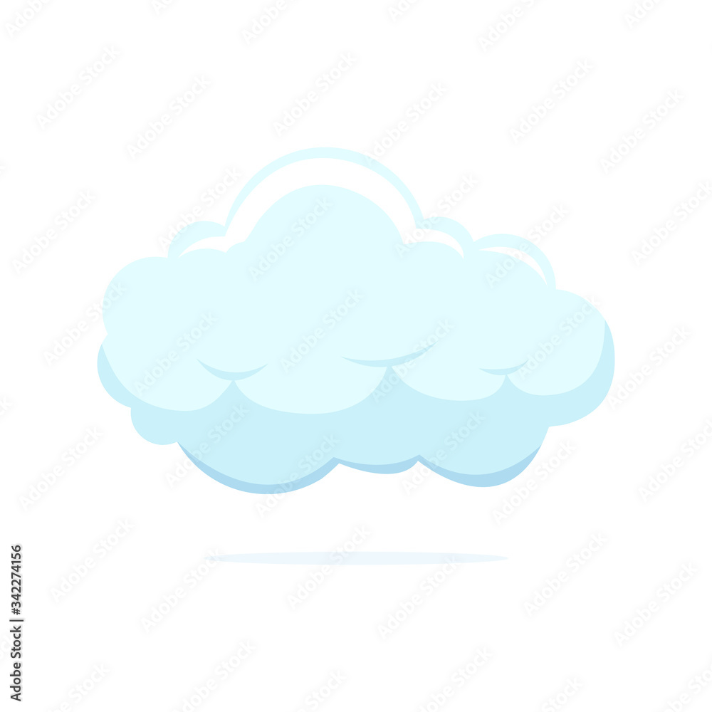 Blue color cartoon cloud logo icon object isolated with shadow on white background vector Blue color cartoon cloud logo icon object isolated with shadow on white background vector