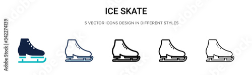 Ice skate icon in filled, thin line, outline and stroke style. Vector illustration of two colored and black ice skate vector icons designs can be used for mobile, ui, web