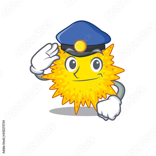 Police officer mascot design of mycoplasma wearing a hat