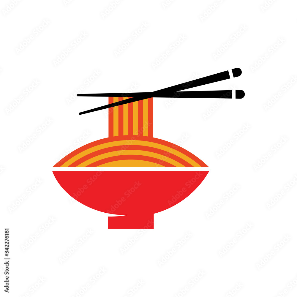 Noodle Ramen Restaurant Logo Design Vector. 