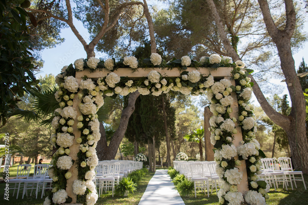 beautiful wedding decoration in a luxury garden