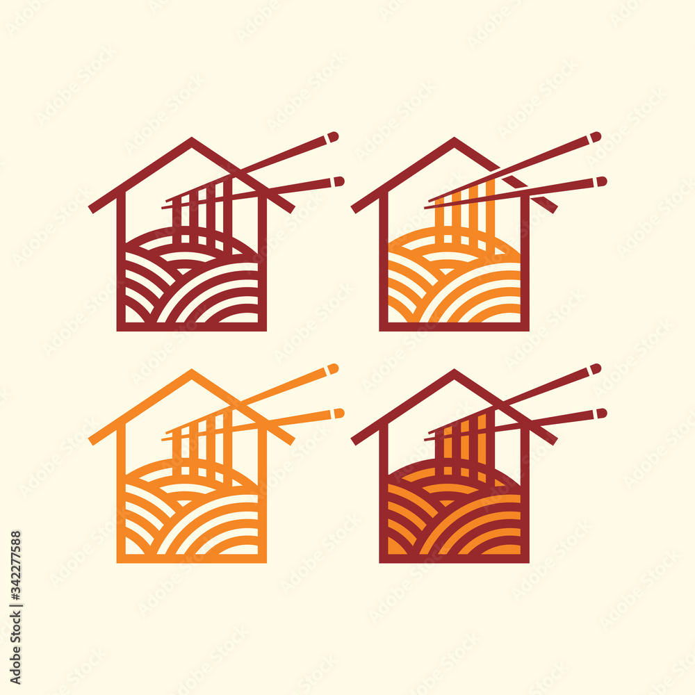 Noodle House Restaurant and Food Logo Vector icon Template.