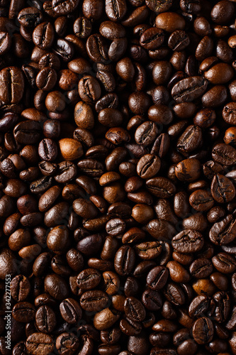 Freshly roasted aromatic coffee beans.