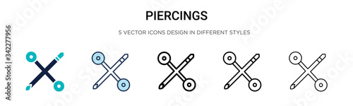 Piercings icon in filled  thin line  outline and stroke style. Vector illustration of two colored and black piercings vector icons designs can be used for mobile  ui  web