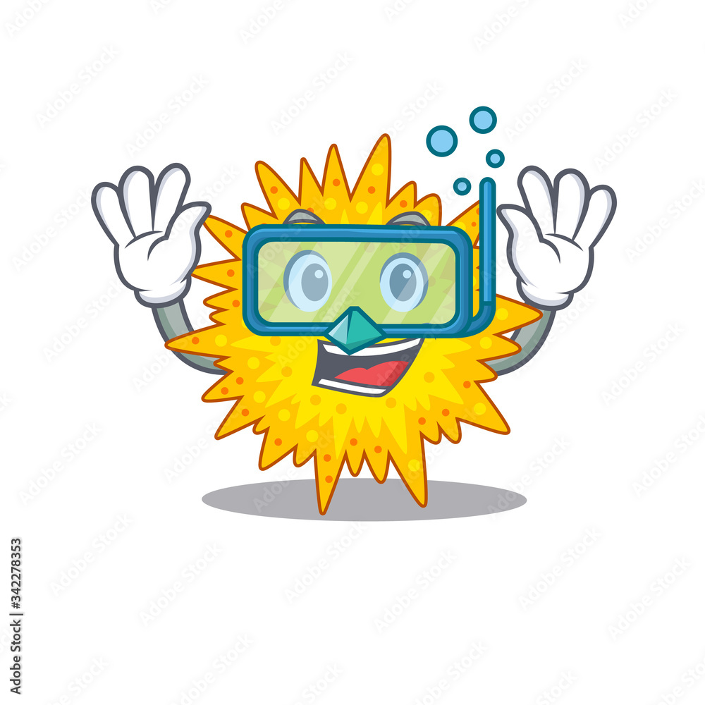 Mycoplasma mascot design concept wearing diving glasses