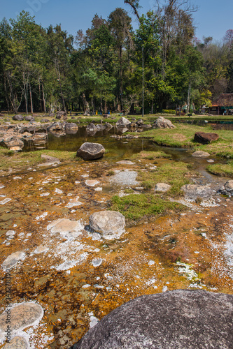 Chaeson hot spring pond landscape, Lampang province, Thailand. photo