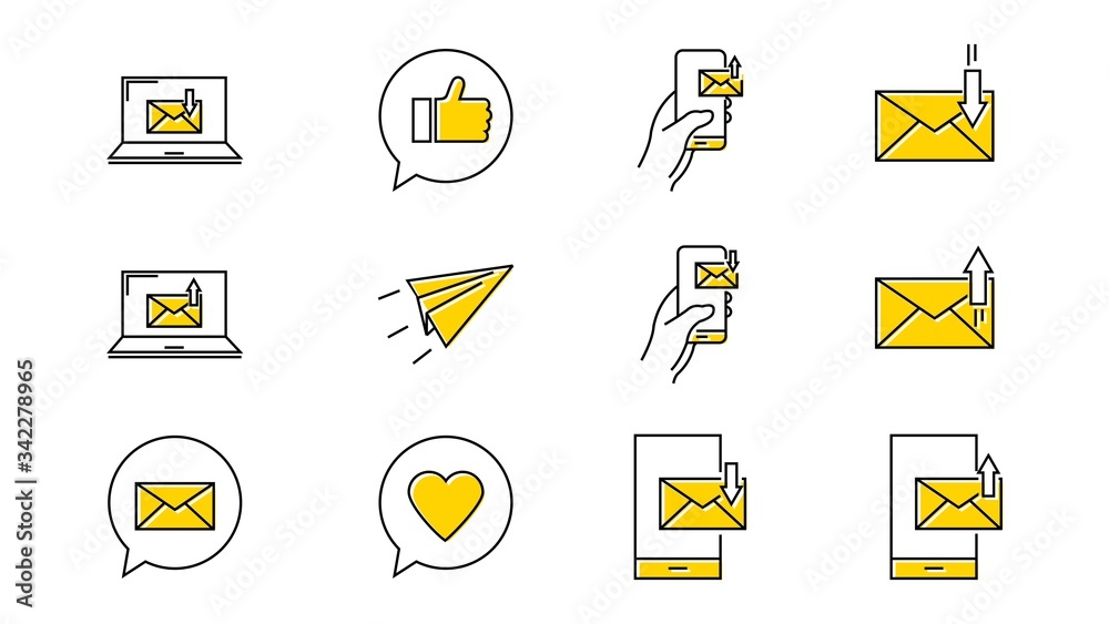 Message and Mail line icons on white background.vector illustration Message and Mail line icons on white background.vector illustration