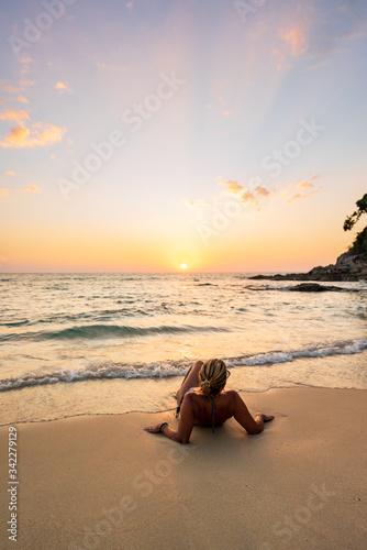 Beautiful woman on the tropical beach